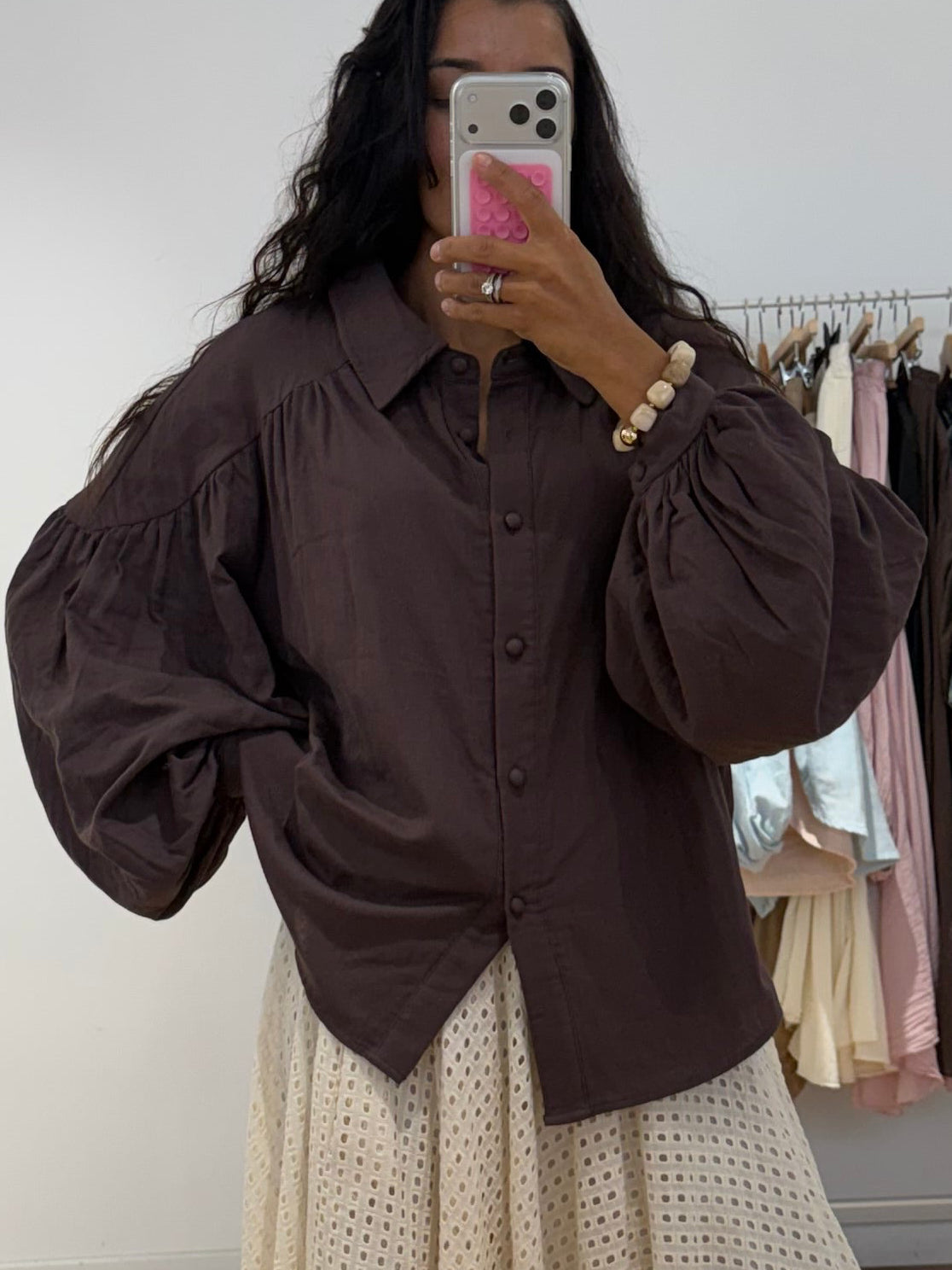 Chemise Manches bouffantes 100% Coton - 3 Coloris