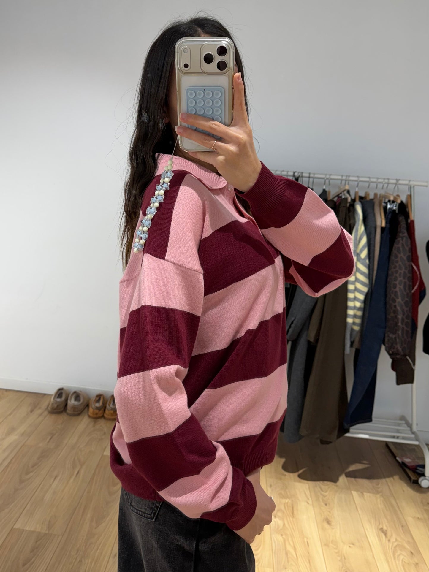 Pull Col polo Rayée en Laine