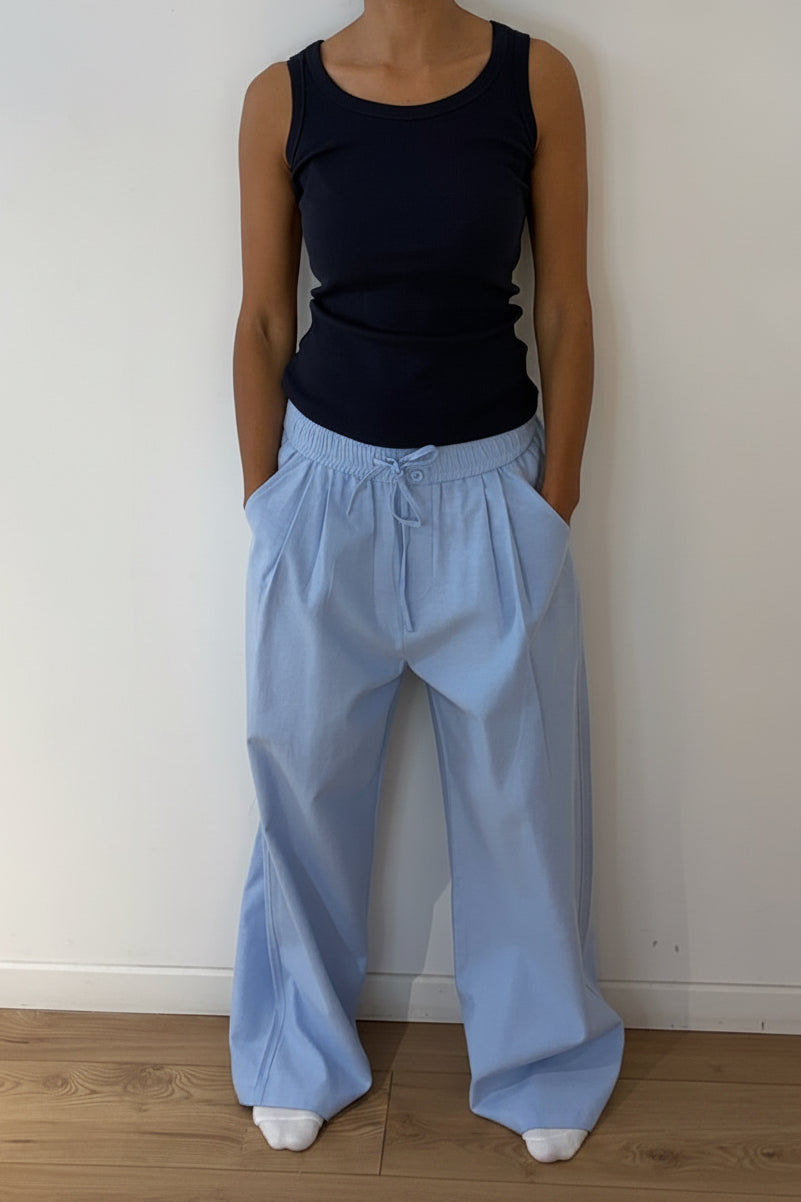 Pantalon large bleu ciel