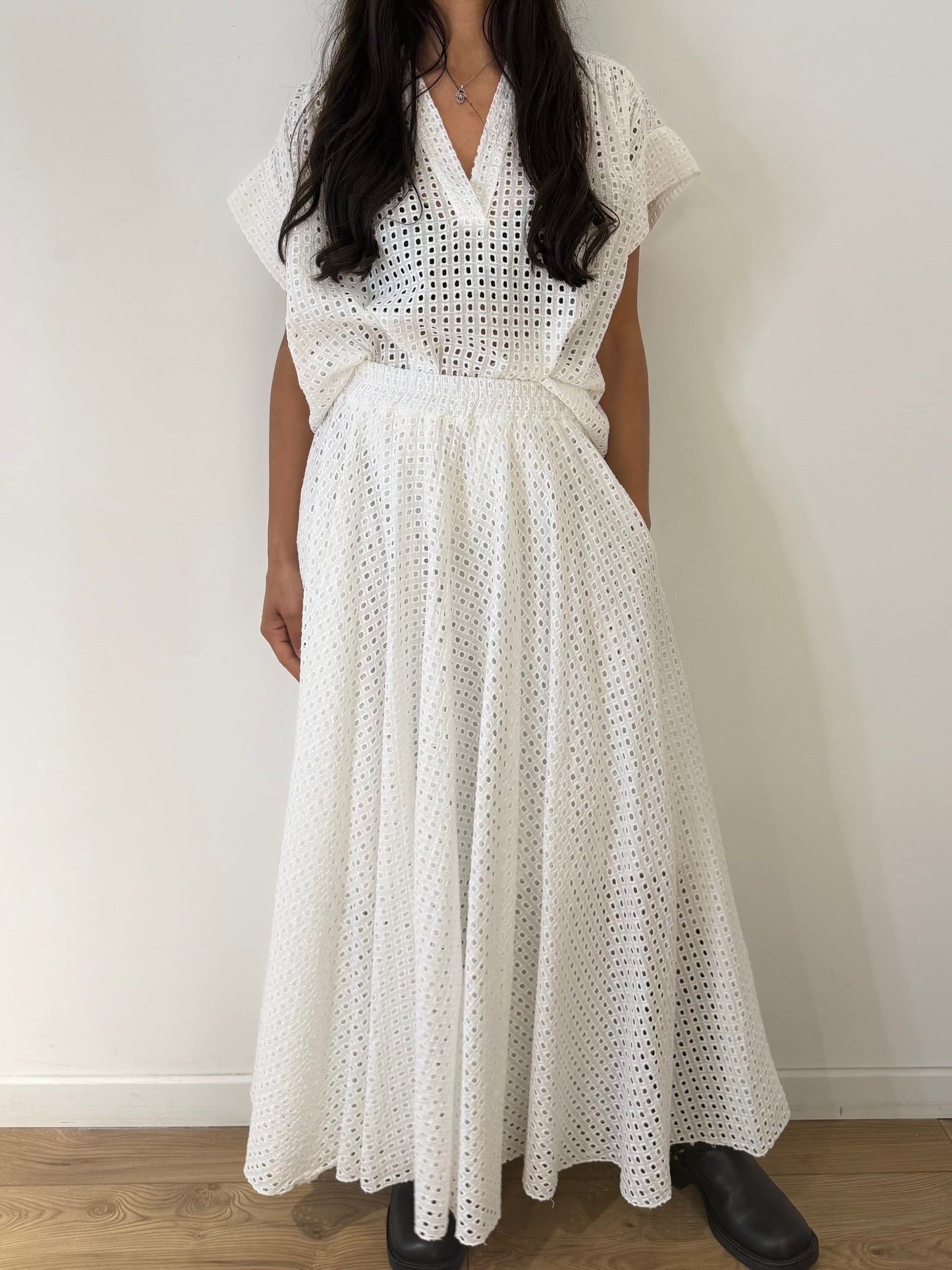 Jupe Longue Broderie Anglaise Coton – Coupe Fluide 100% Coton