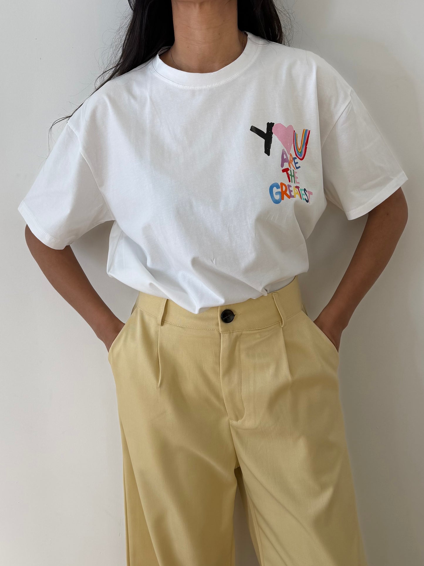 T-shirt oversize femme imprimé multicolore "You Are The Greatest"