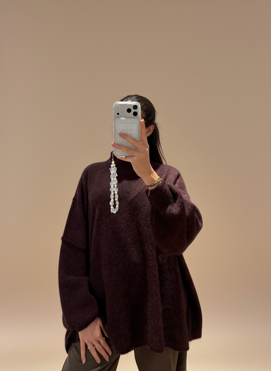 Pull « Doudou » col montant surpiqué en Laine - 5 Coloris