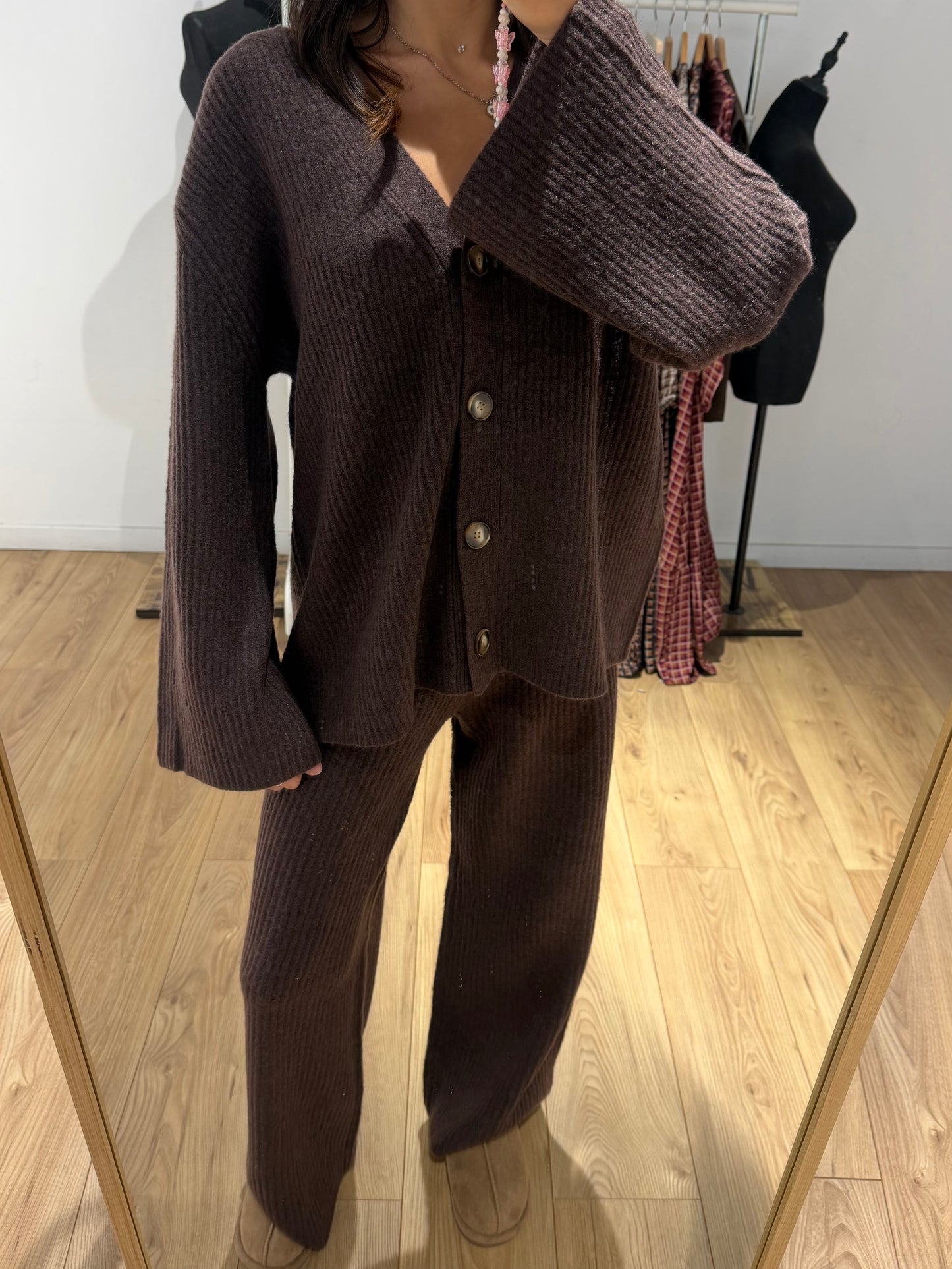 Ensemble Côtelé Laine Mélanger