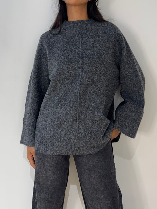 Pull Col Haut Chiné en Laine Mélangé