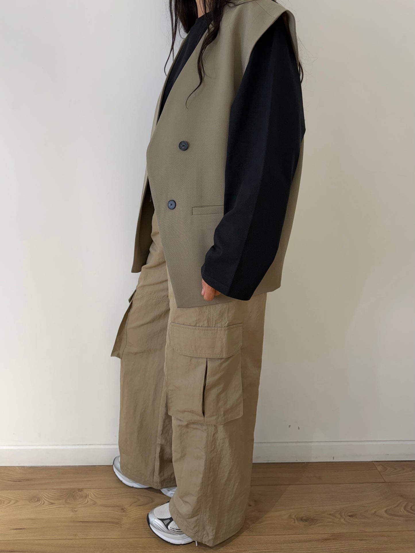 Pantalon cargo femme - Beige sable