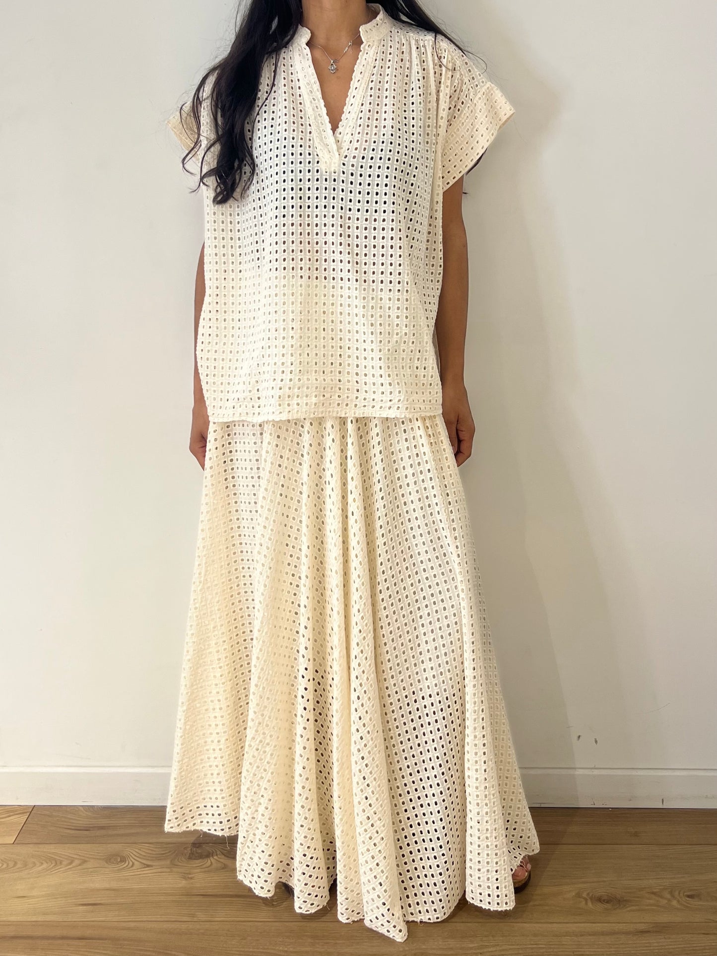 Jupe Longue Broderie Anglaise Coton – Coupe Fluide 100% Coton