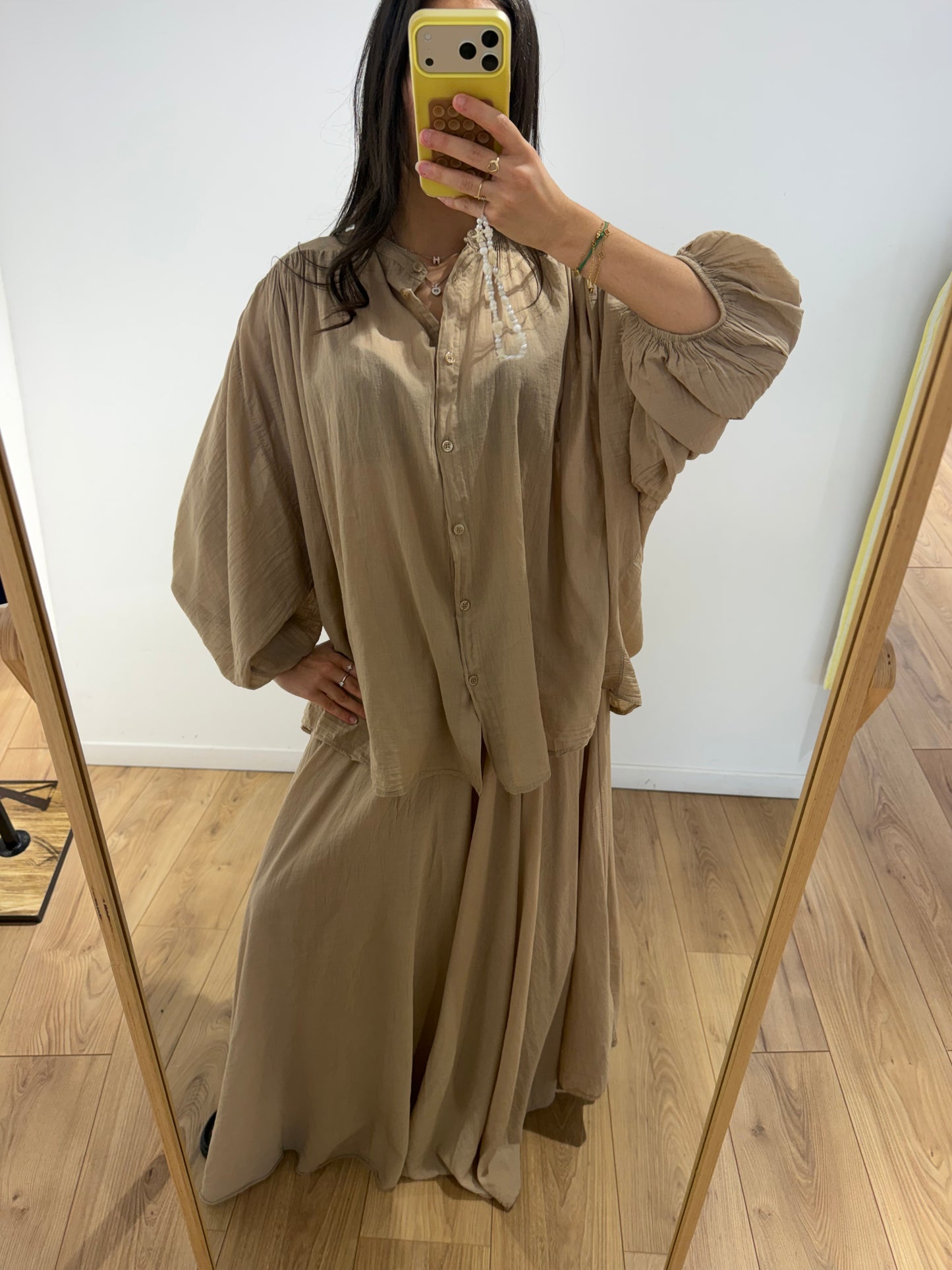 Ensemble jupe chemise 100% voile de coton - 5 Coloris