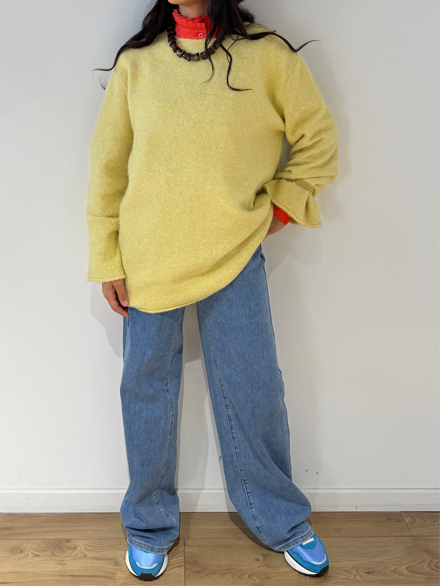Pull cosy laine mélangée femme écru rose jaune douceur cachemire Kata Paris