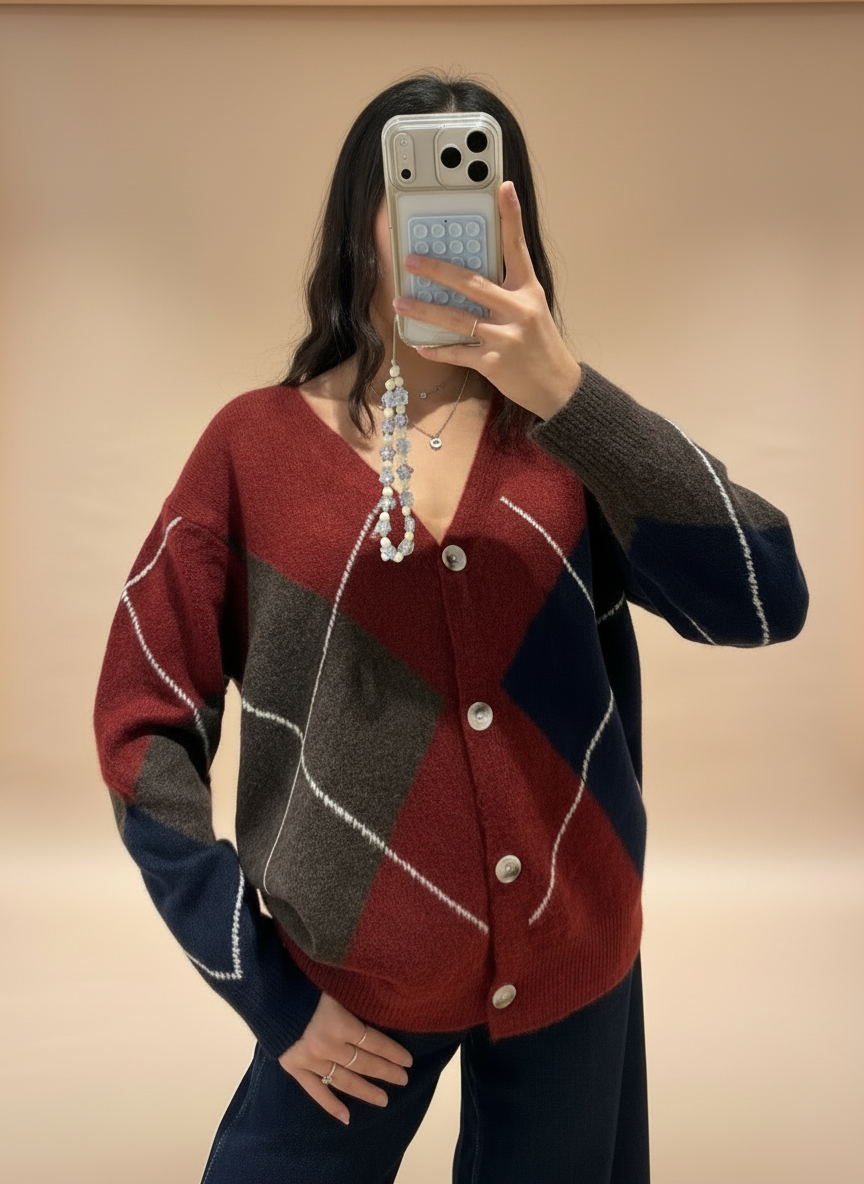 Cardigan à motif en Laine mélanger