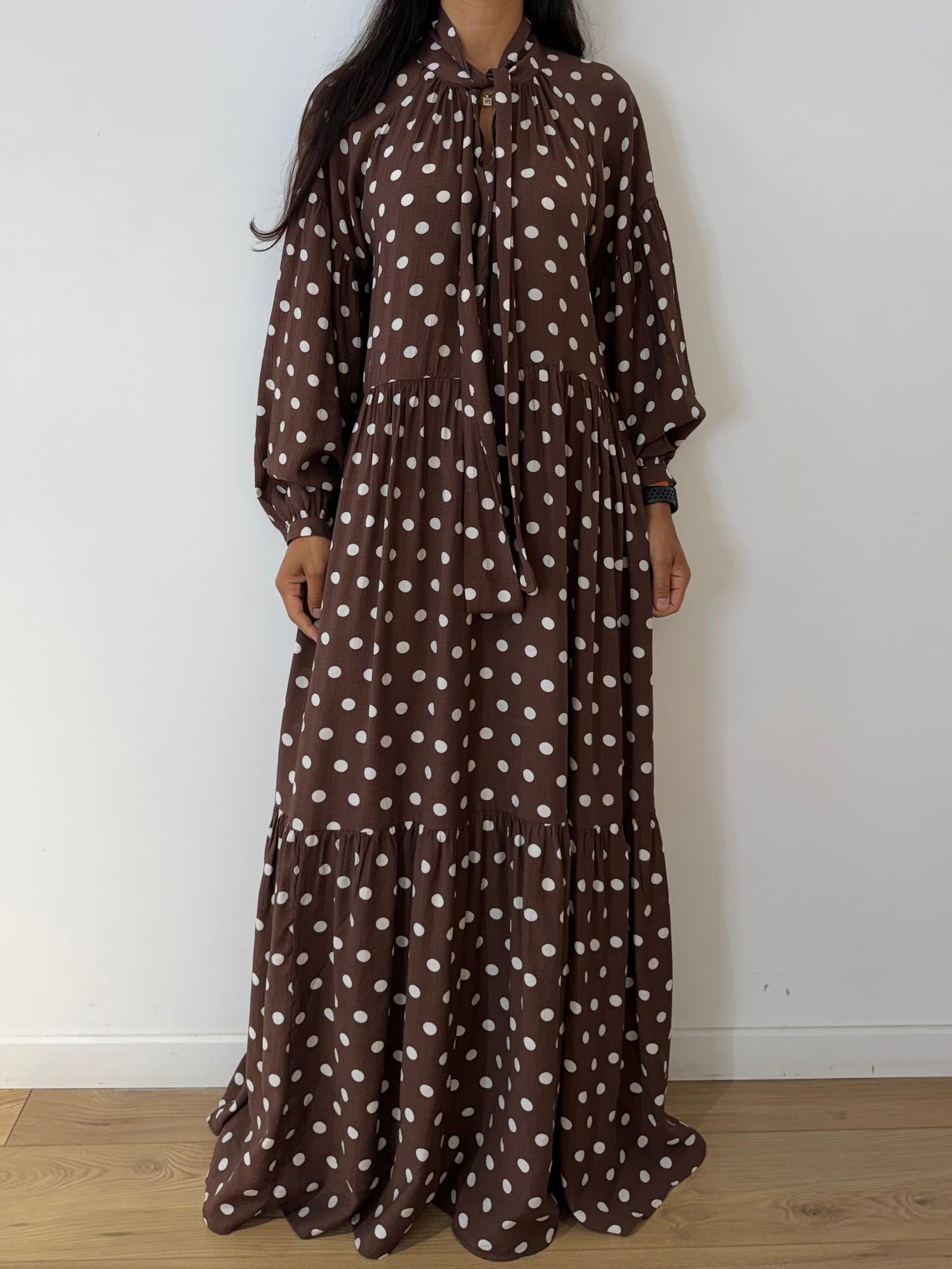Robe Longue à Pois Fluide