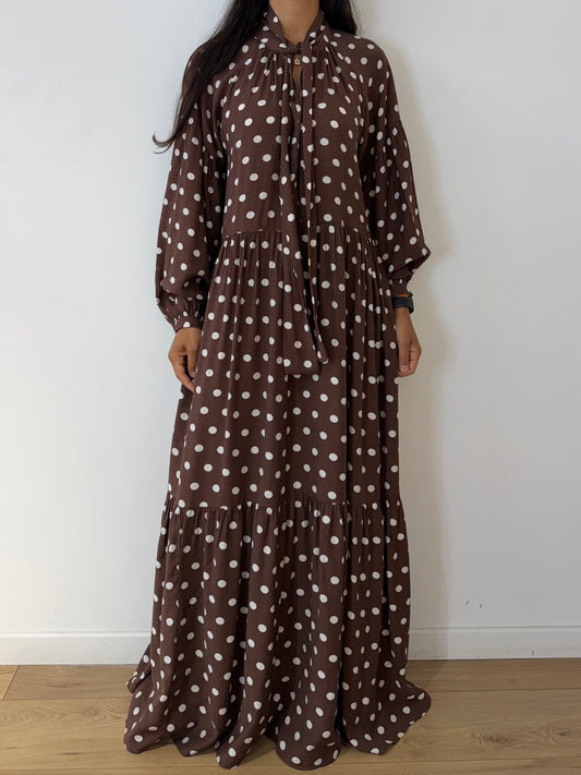 Robe Longue à Pois Fluide