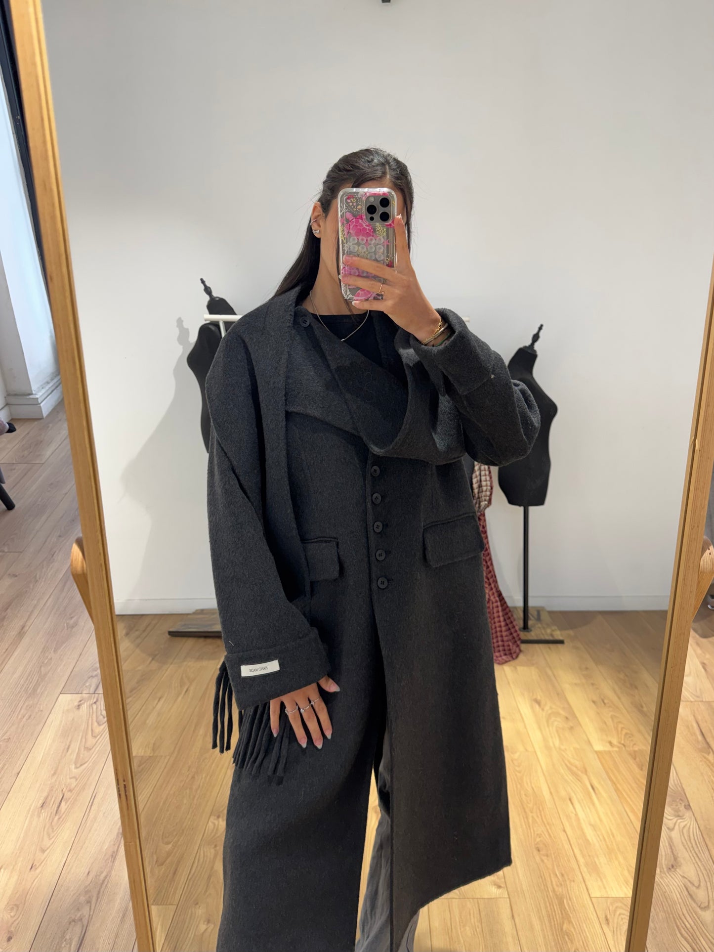 MANTEAU+ ÉCHARPE FAIT MAIN EN LAINE MÉLANGÉE 2- Coloris