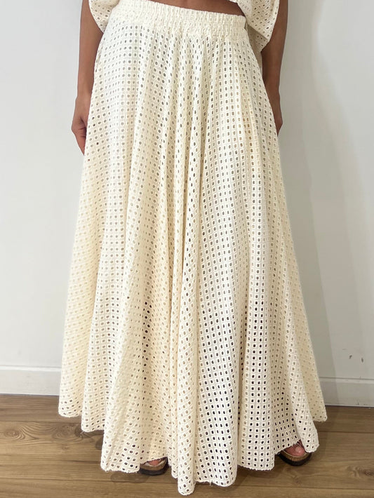 Jupe Longue Broderie Anglaise Coton – Coupe Fluide 100% Coton