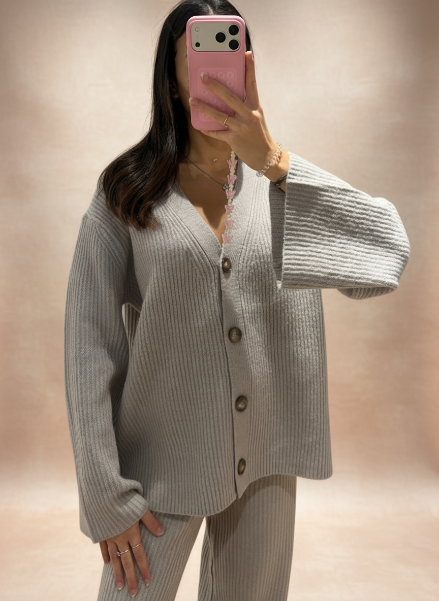 Ensemble Côtelé Laine Mélanger