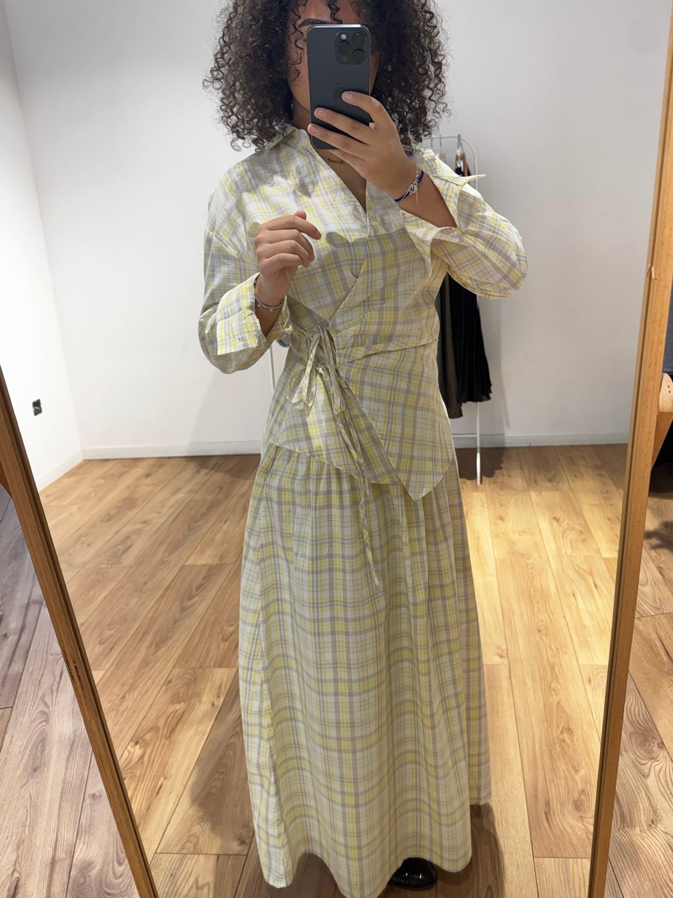 Ensemble kimono jupe à carreaux 100% Coton