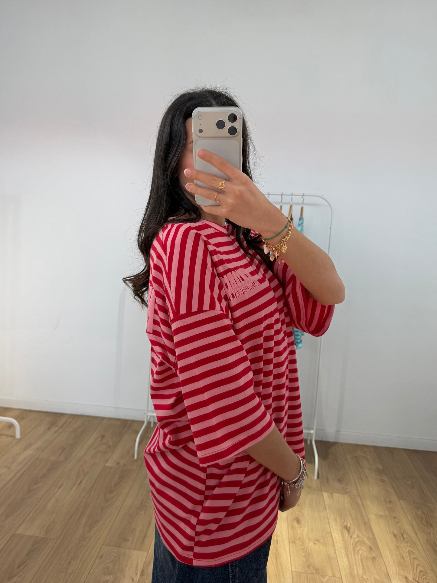 T-shirt Femme Rayé Oversize New York – Col Rond & Manches Courtes Coton