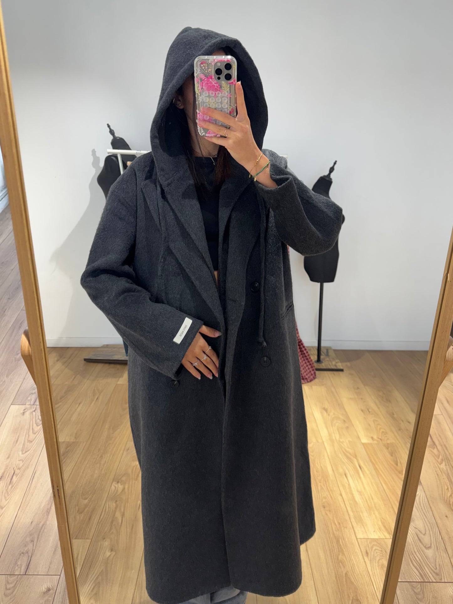 MANTEAU + CAPUCHE FAIT MAIN EN LAINE MÉLANGÉE 2- Coloris