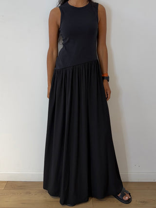 Robe longue fluide asymétrique en coton