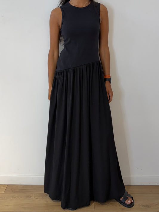 Robe Longue Fluide Asymétrique en Coton
