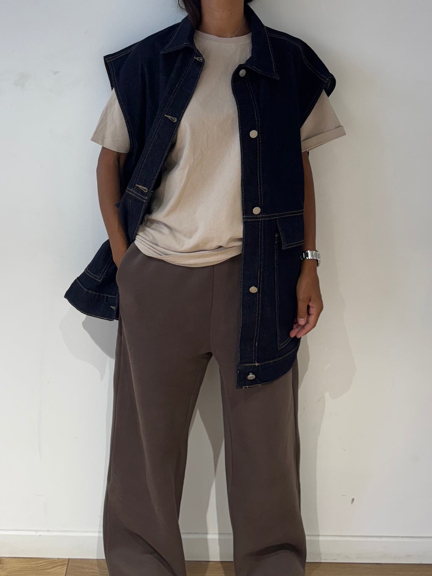 Veste jeans Amel oversize sans manches - 4 Coloris