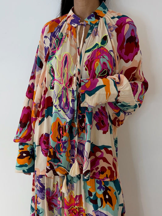 Blouse fleurie multicolore