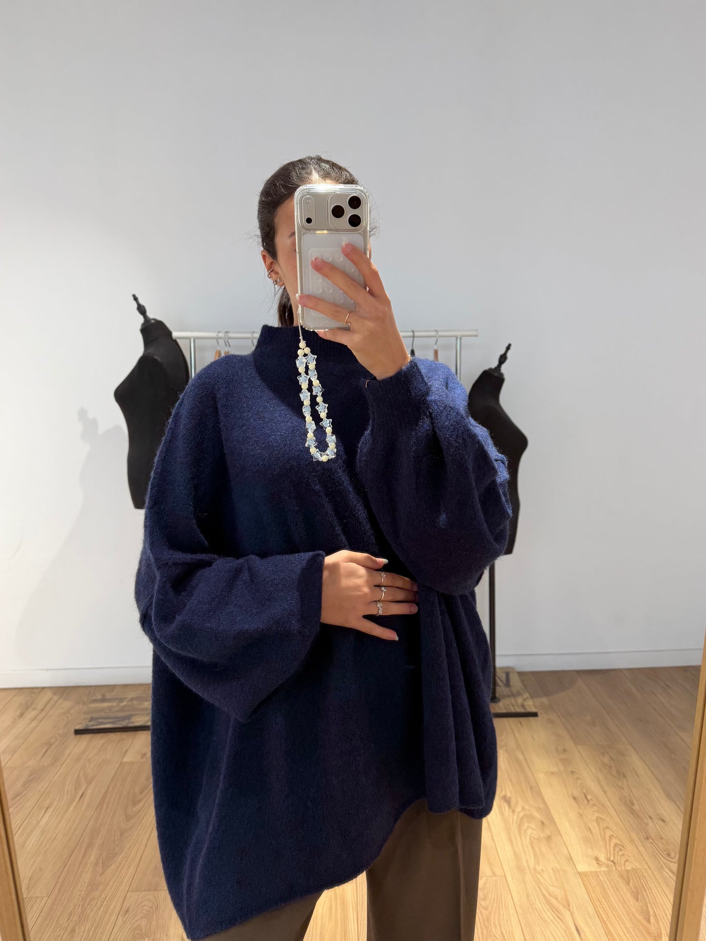 Pull « Doudou » col montant surpiqué en Laine - 5 Coloris