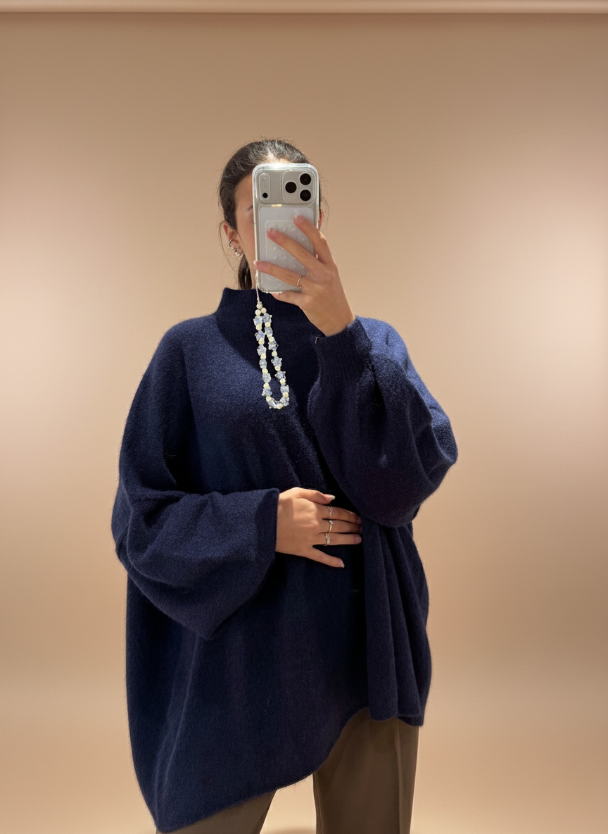 Pull « Doudou » col montant surpiqué en Laine - 5 Coloris