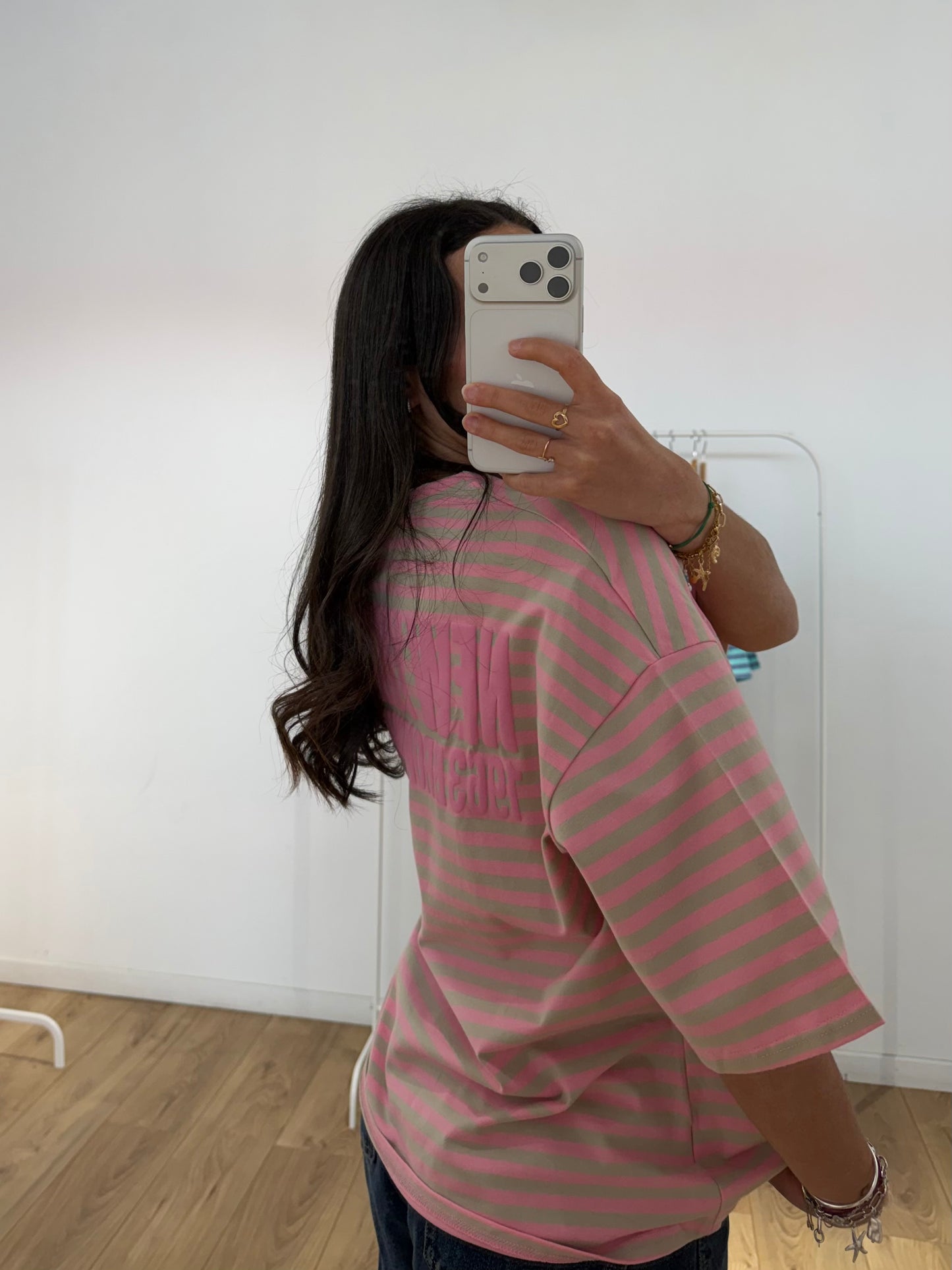 T-shirt Femme Rayé Oversize New York – Col Rond & Manches Courtes Coton