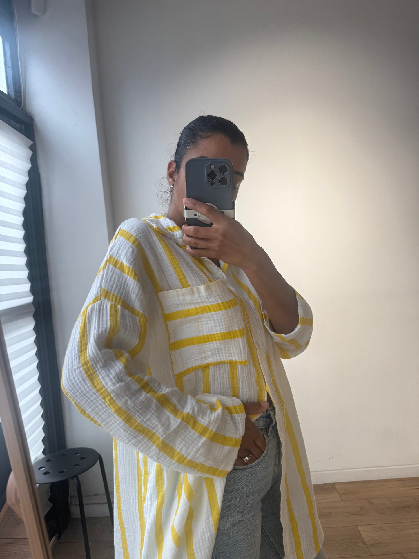 Chemise rayée en 100% gaze de coton -2 coloris
