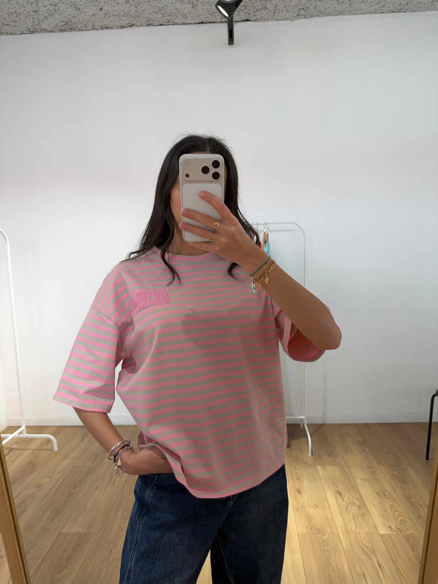 T-shirt Femme Rayé Oversize New York – Col Rond & Manches Courtes Coton