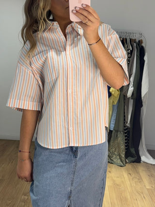 Chemise à rayures manches courtes – 5 coloris