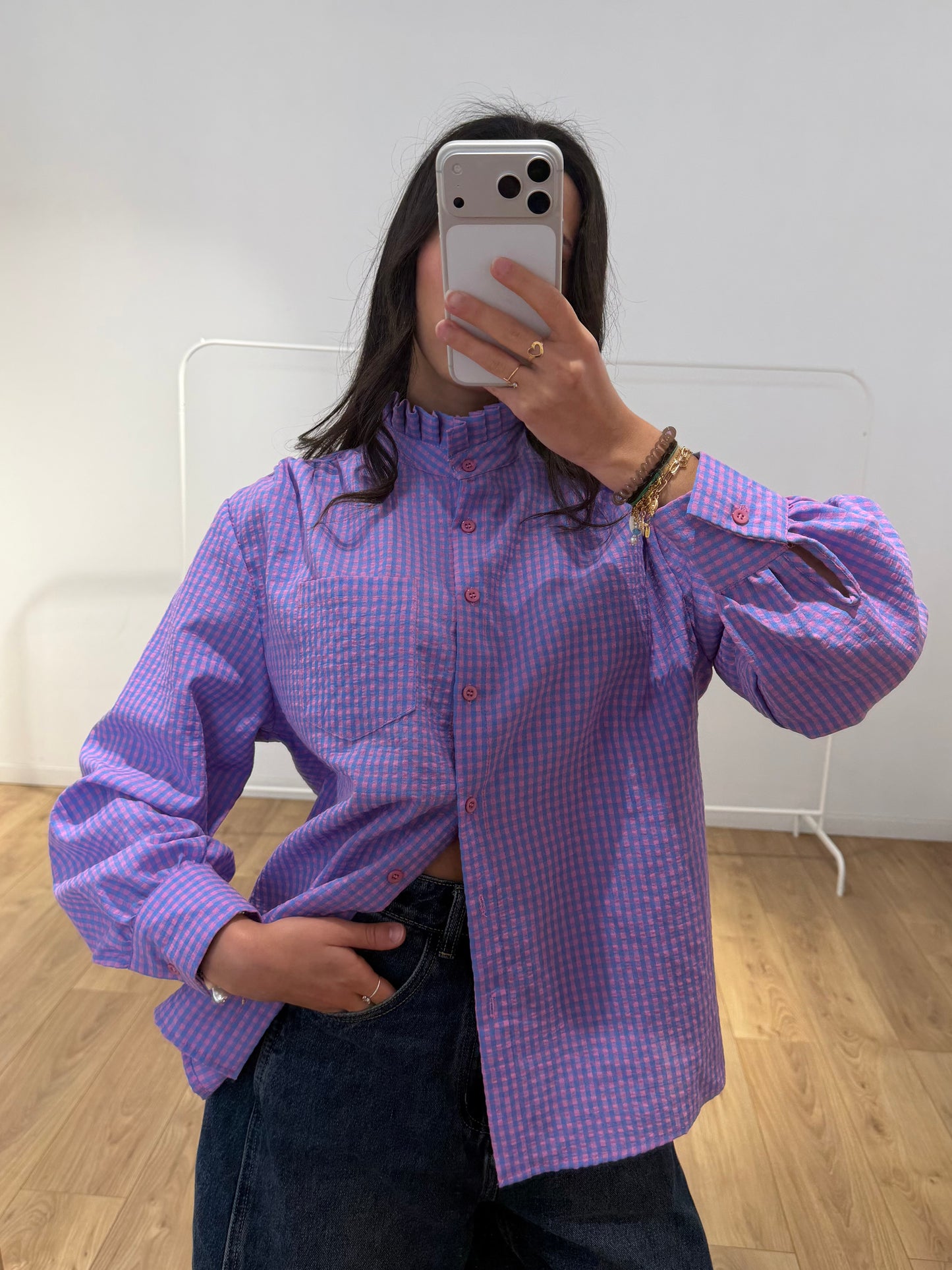 Chemise Vichy Col Volanté