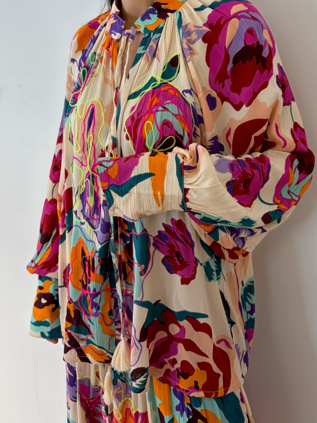 Blouse fleurie multicolore