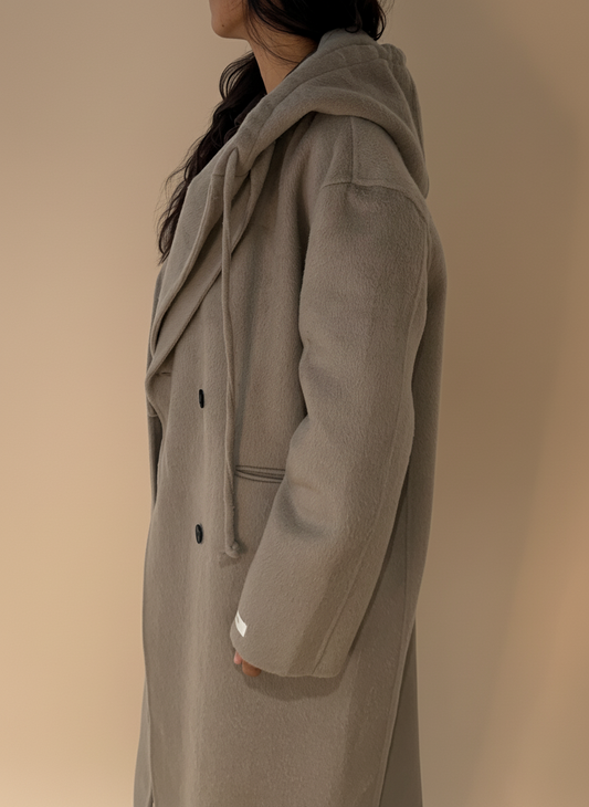 MANTEAU + CAPUCHE FAIT MAIN EN LAINE MÉLANGÉE 2- Coloris