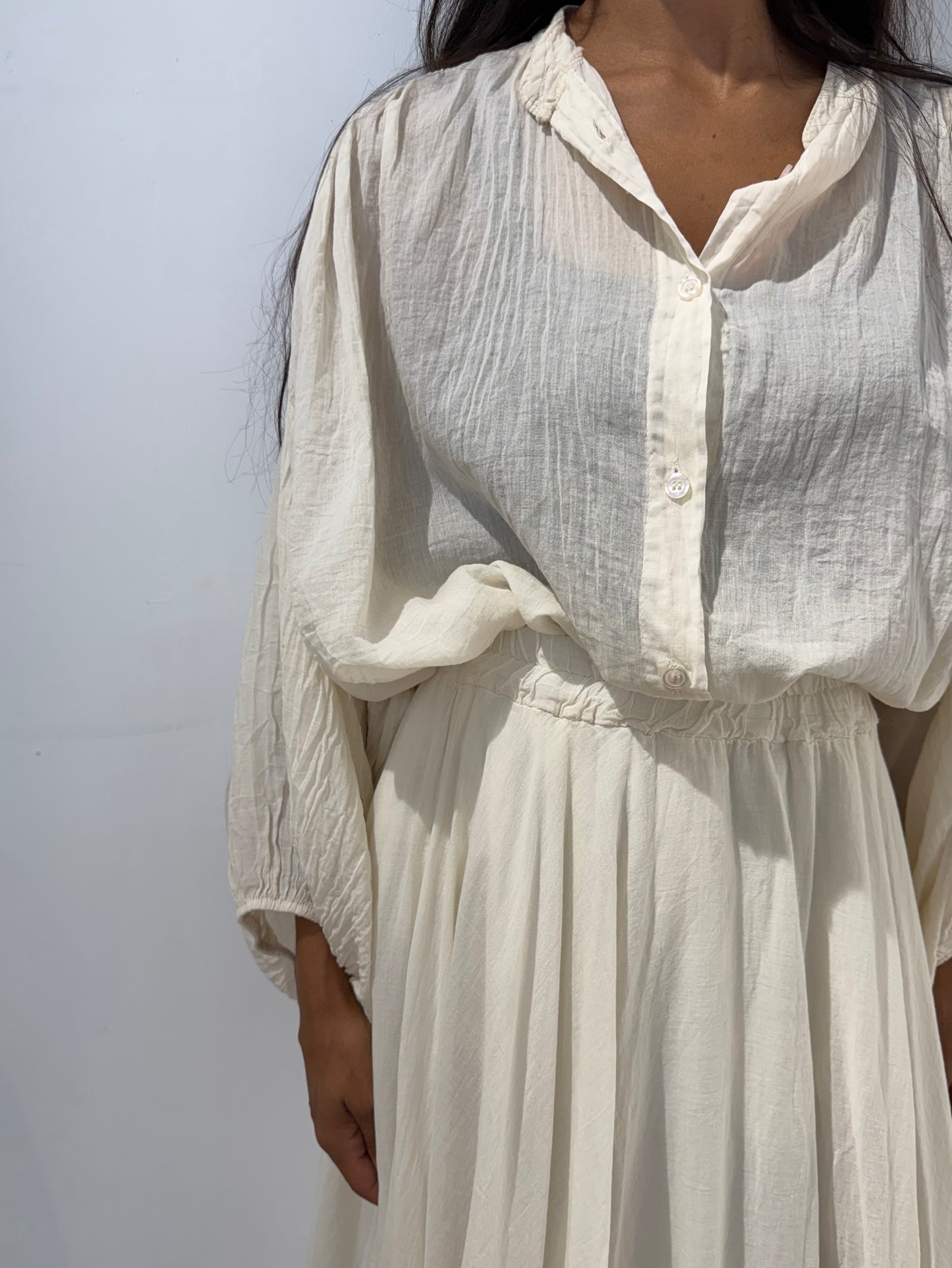 Ensemble jupe chemise 100% voile de coton - 5 Coloris