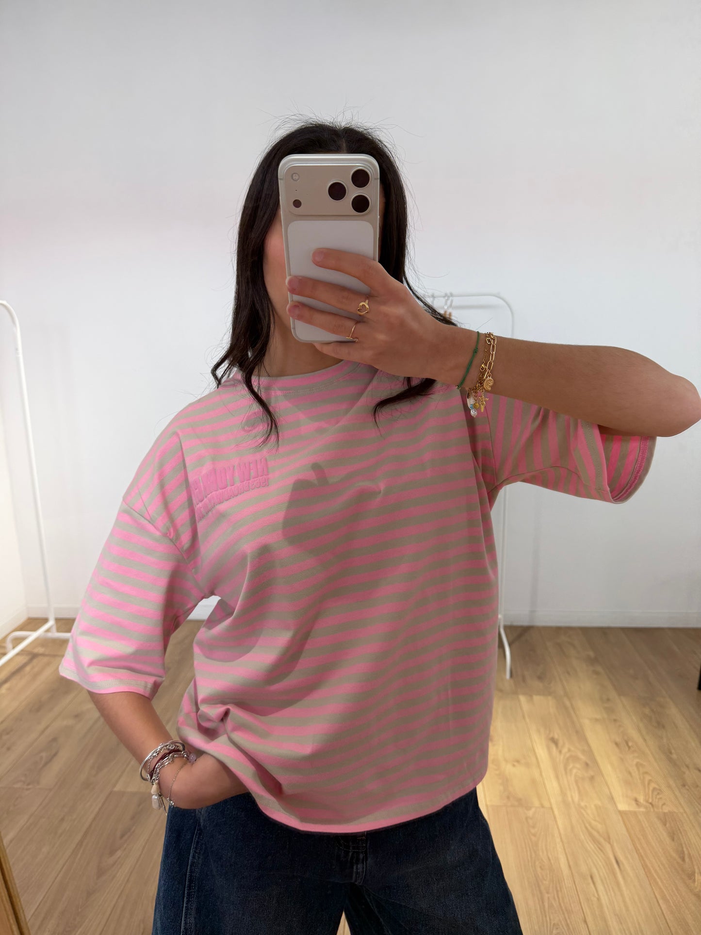 T-shirt Femme Rayé Oversize New York – Col Rond & Manches Courtes Coton