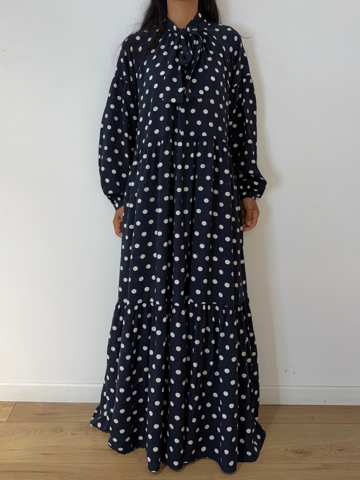 Robe Longue à Pois Fluide