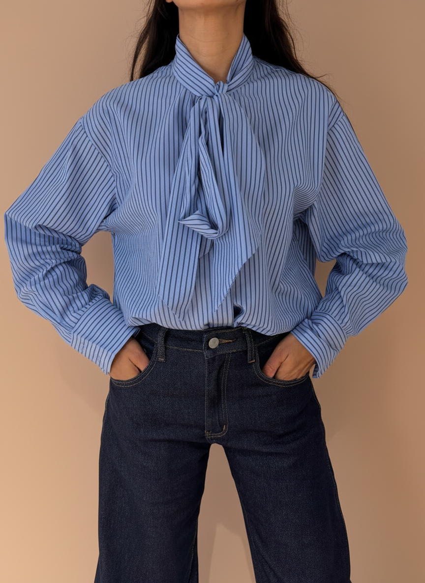 Chemise rayer à noeud