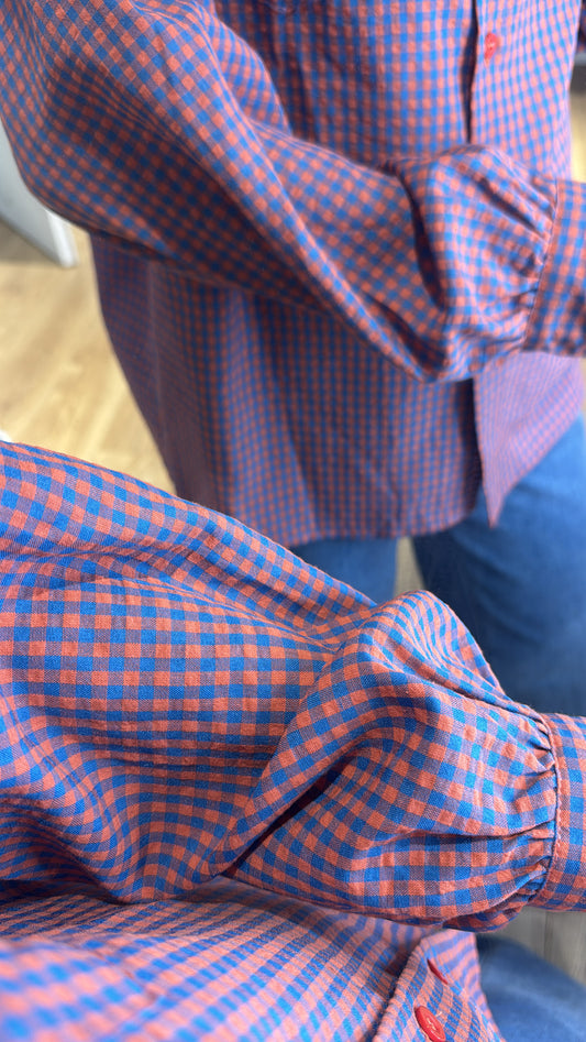Chemise vichy carreaux col volanté femme champêtre chic Kata Paris
