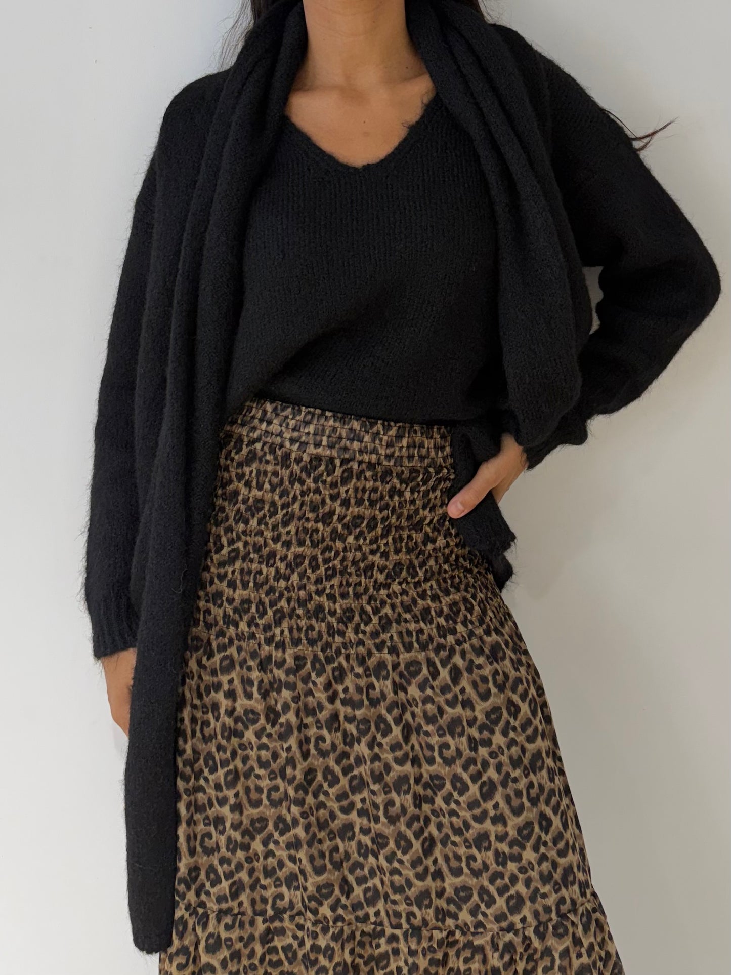 Pull Laine mélangé avec écharpe