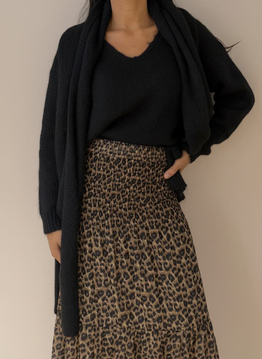 Pull Laine mélangé avec écharpe