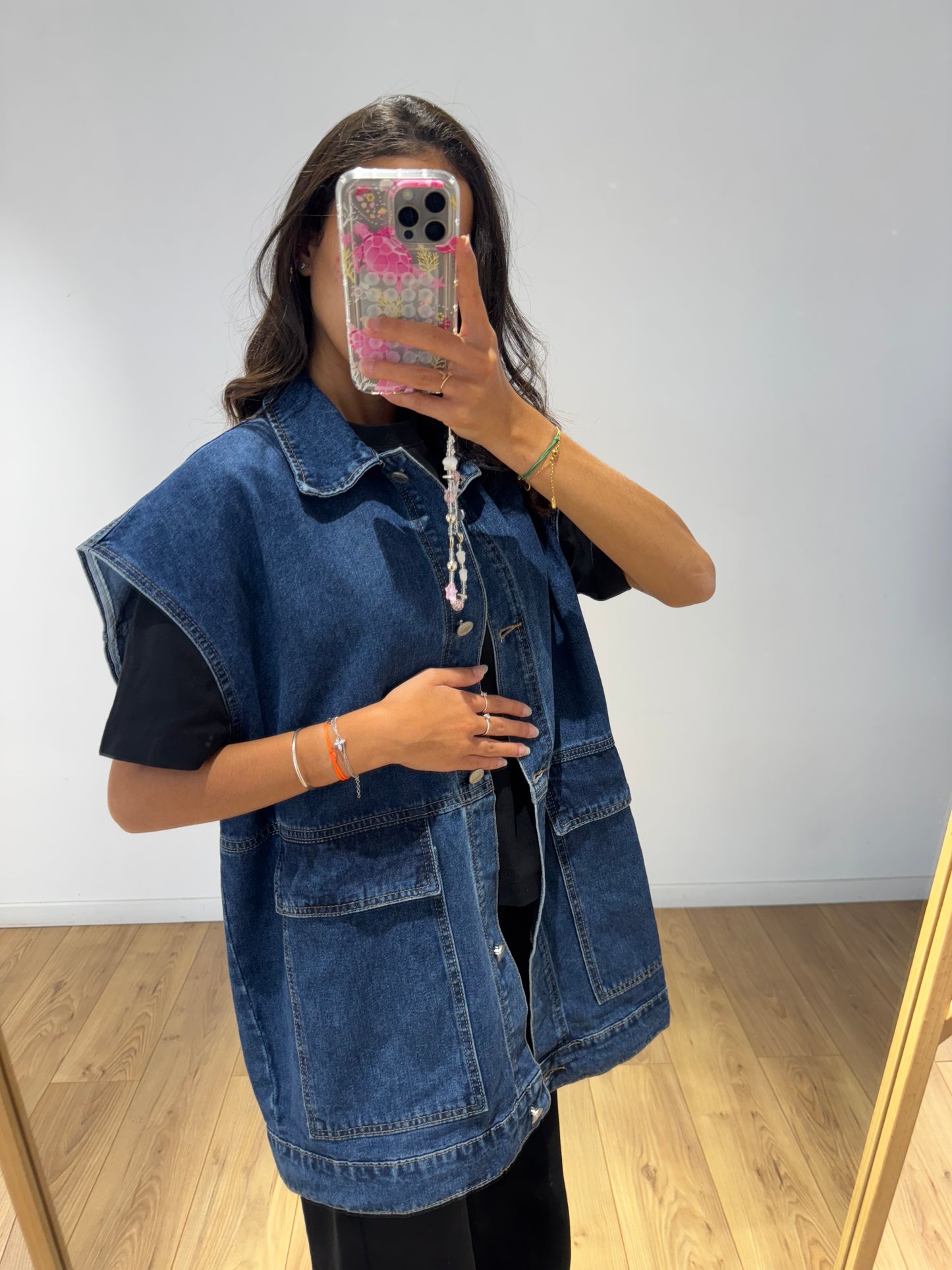 Veste jeans Amel oversize sans manches - 4 Coloris