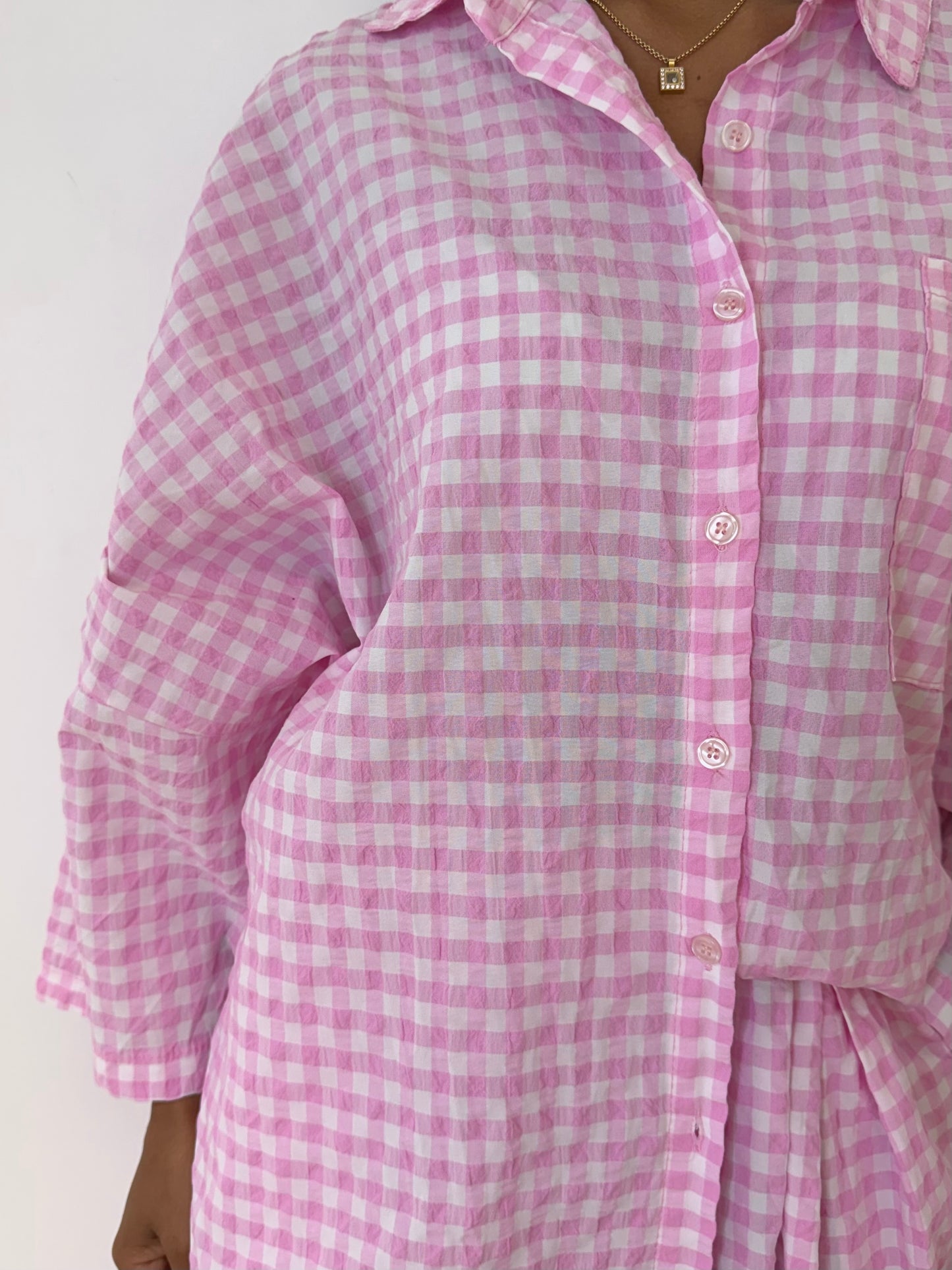 Ensemble Chemise Vichy Oversize en Coton