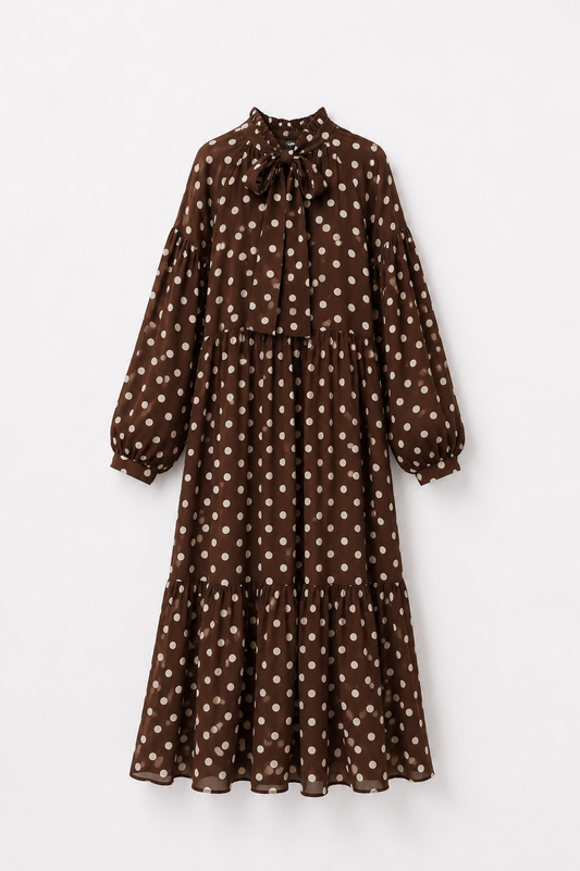 Robe Longue à Pois Fluide
