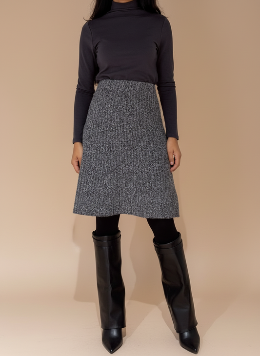 Tunique maille côtelée femme gris chiné beige taupe cosy Kata Paris