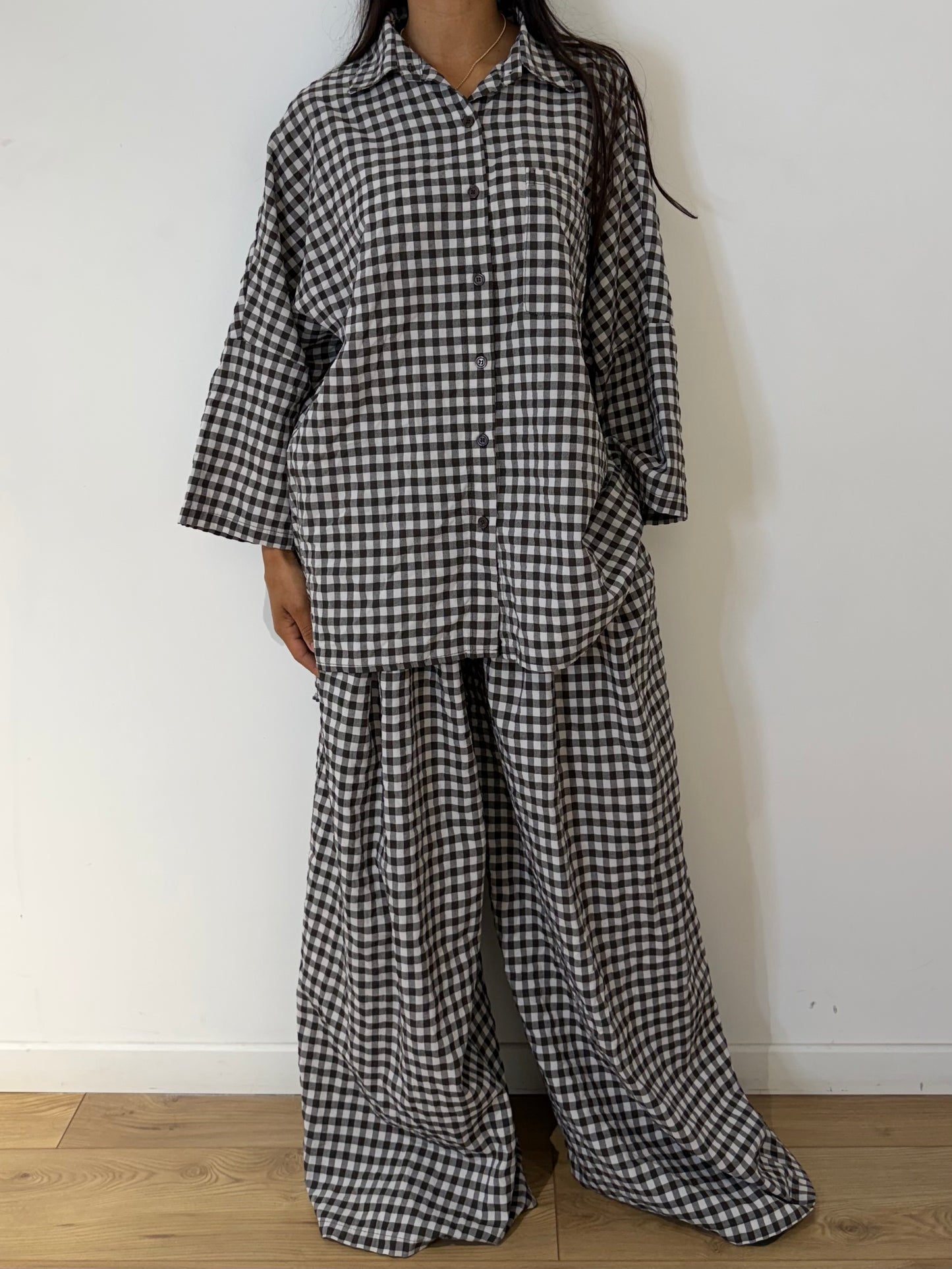 Ensemble Chemise Vichy Oversize en Coton