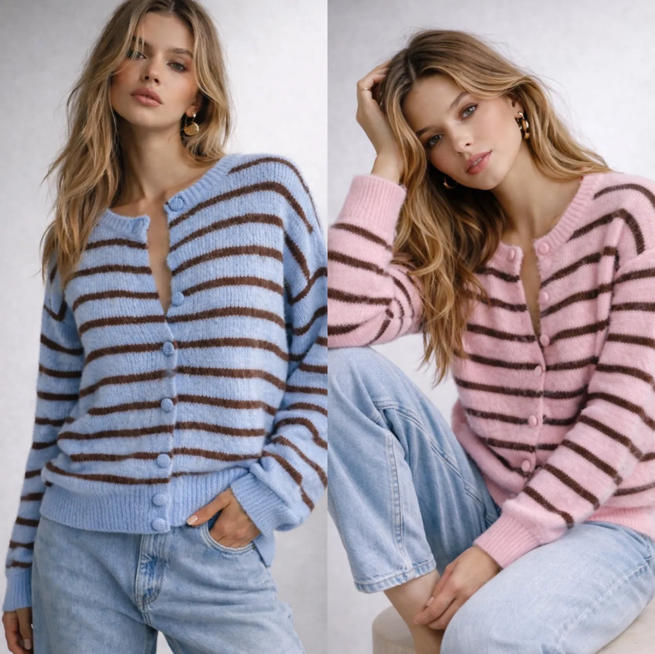 Cardigan rayé - 2 Coloris