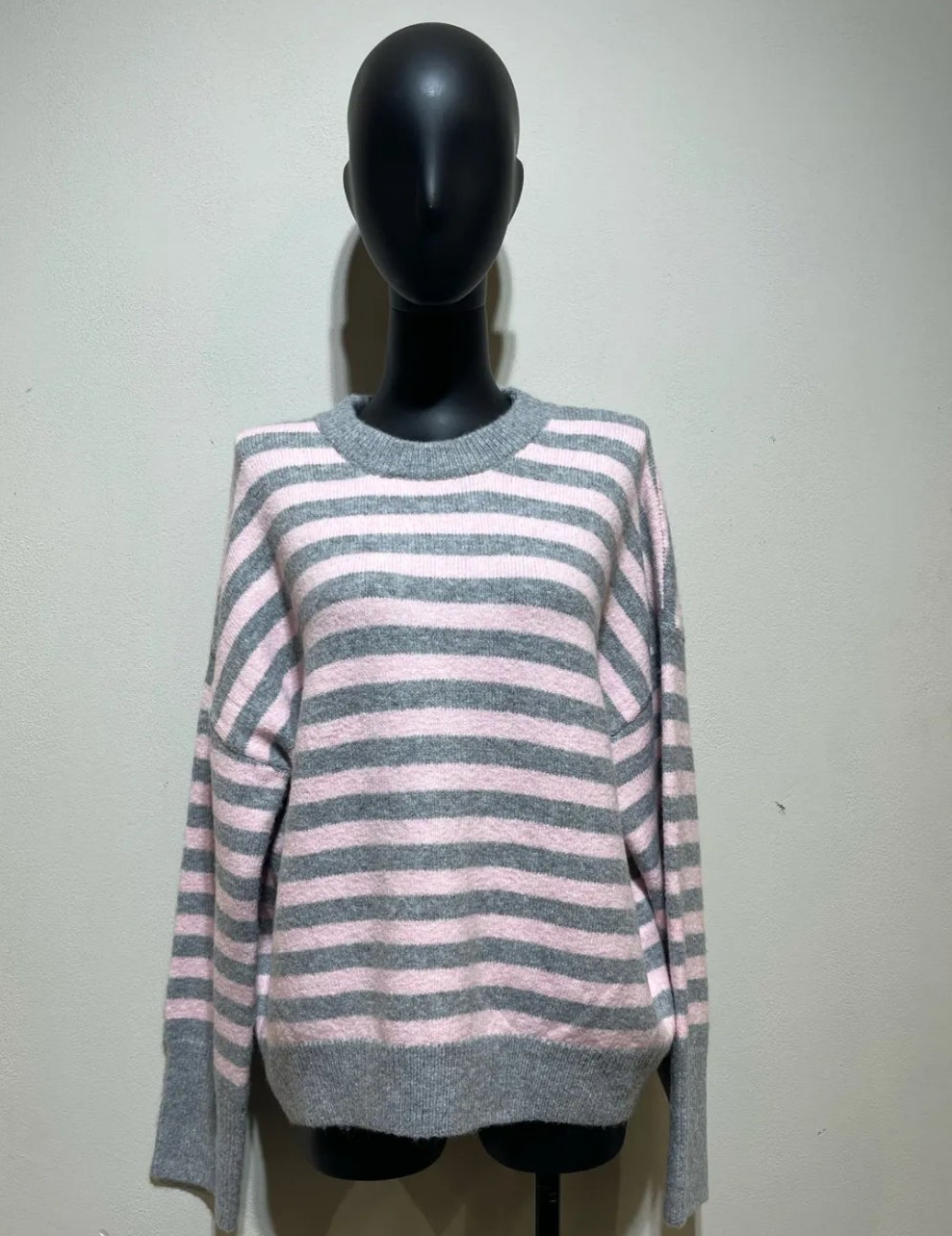 Pull rayé femme bicolore gris jaune rose léger Kata Paris