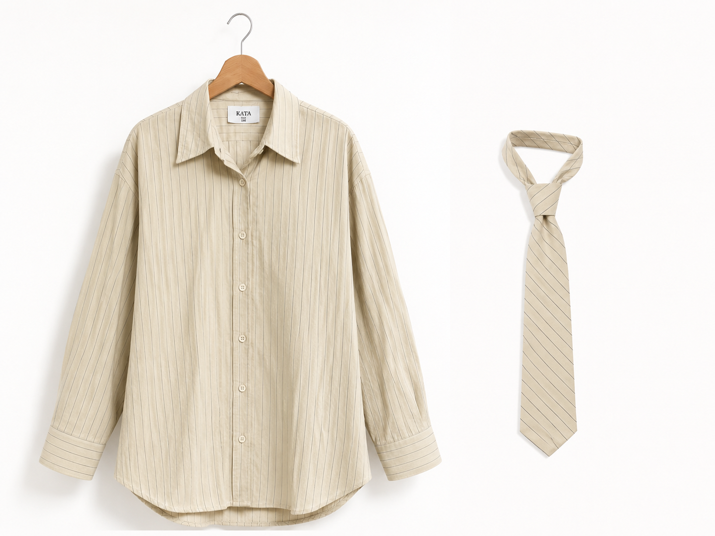 Chemise à rayures avec cravate amovible