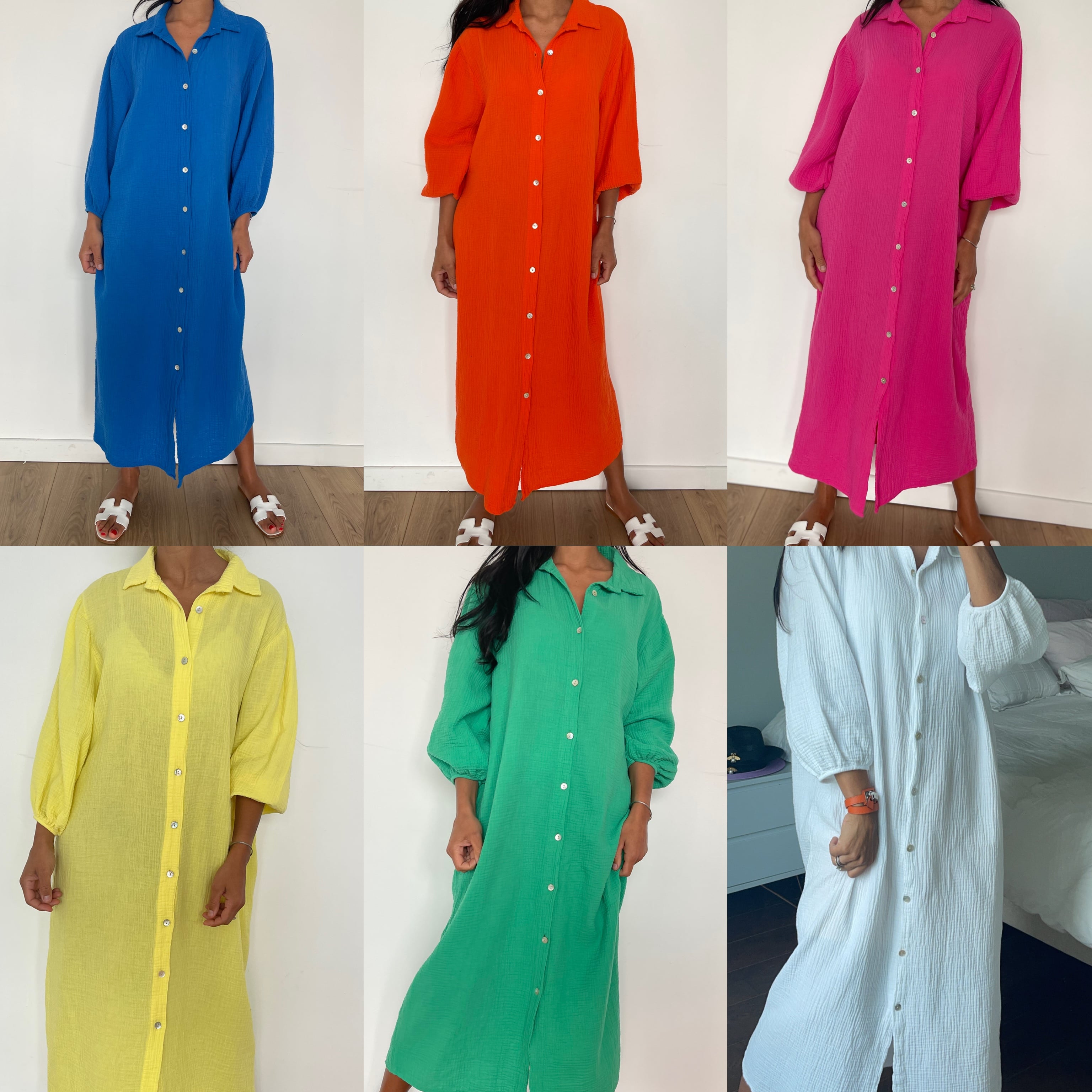 Gamme de robes en gaze de coton aux couleurs vives